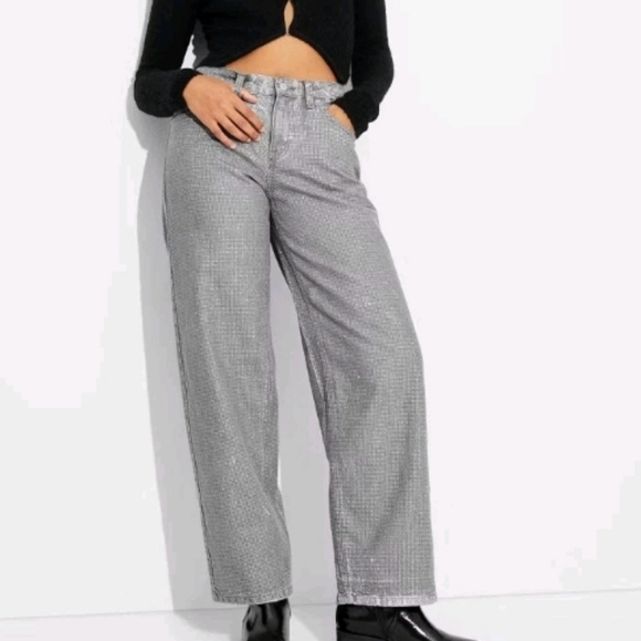 wild fable Denim - Women Bling Gray Mid-Rise 90's Relaxed Straight Jeans Wild Fable Denim